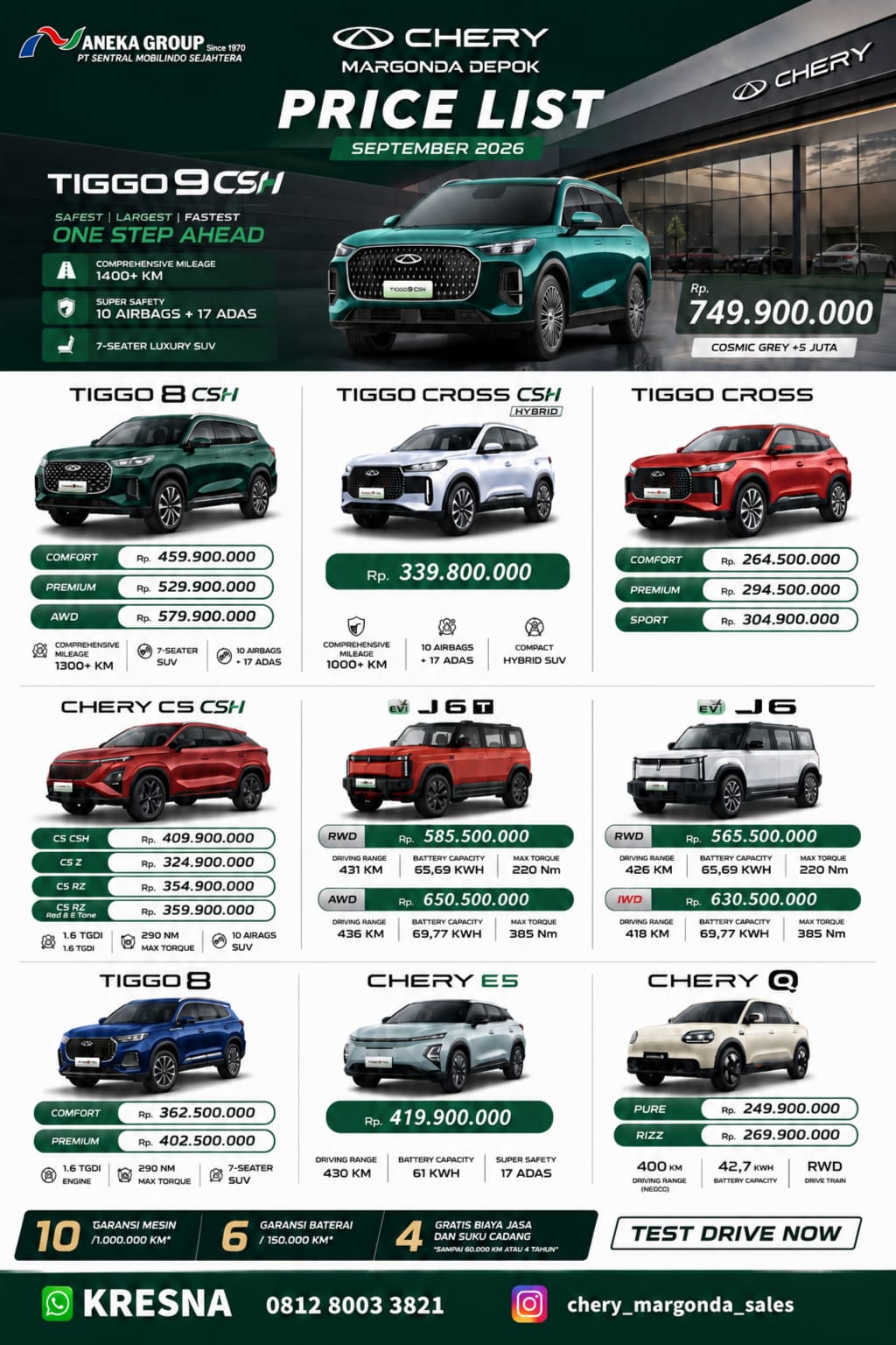 Harga  Depok Pricelist Harga OTR Chery Depok 2026